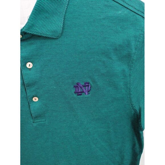 GOLD x PETER MILLAR x NOTRE DAME Men's Large Cotton Polo Shirt Green Golf IRISH - Picture 3 of 6